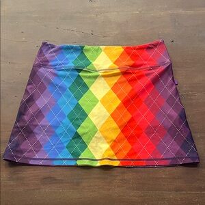 Vibrant Rainbow Argyle Golf Skort - Size Small